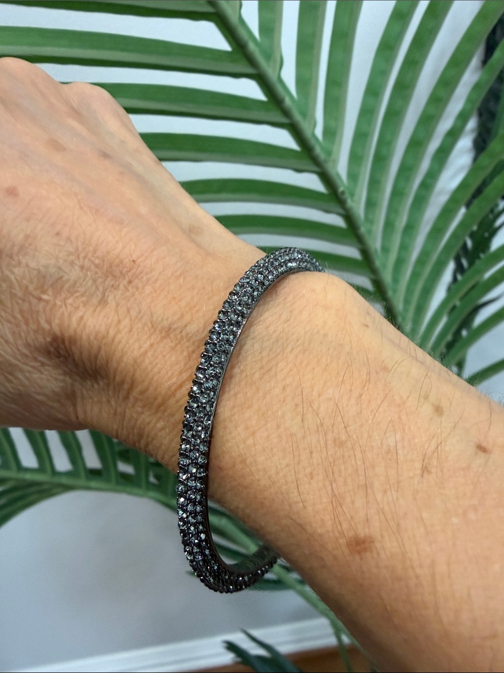 Black Crystal Pavé Bangle Bracelet -